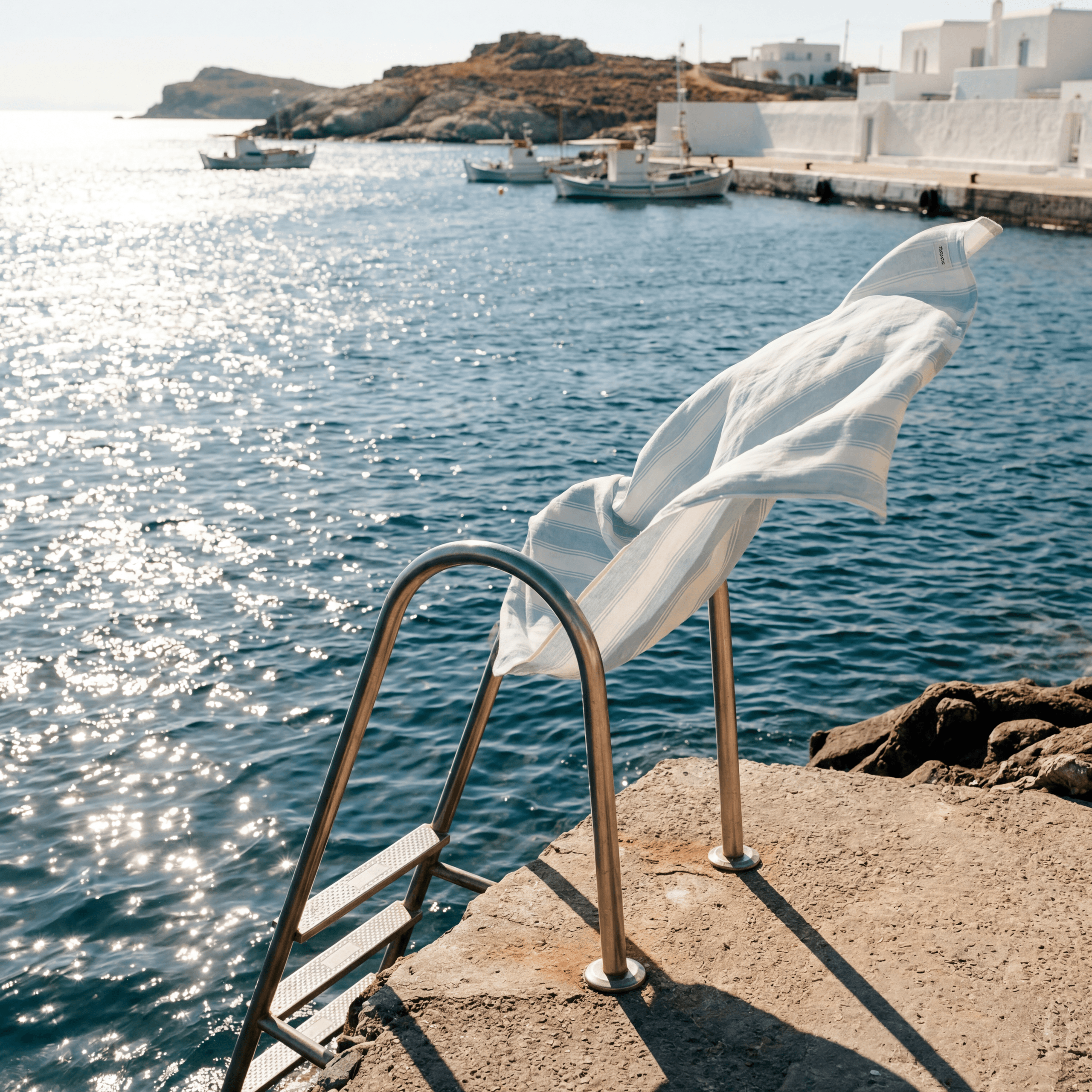 The waterfront in a Greek seaside village